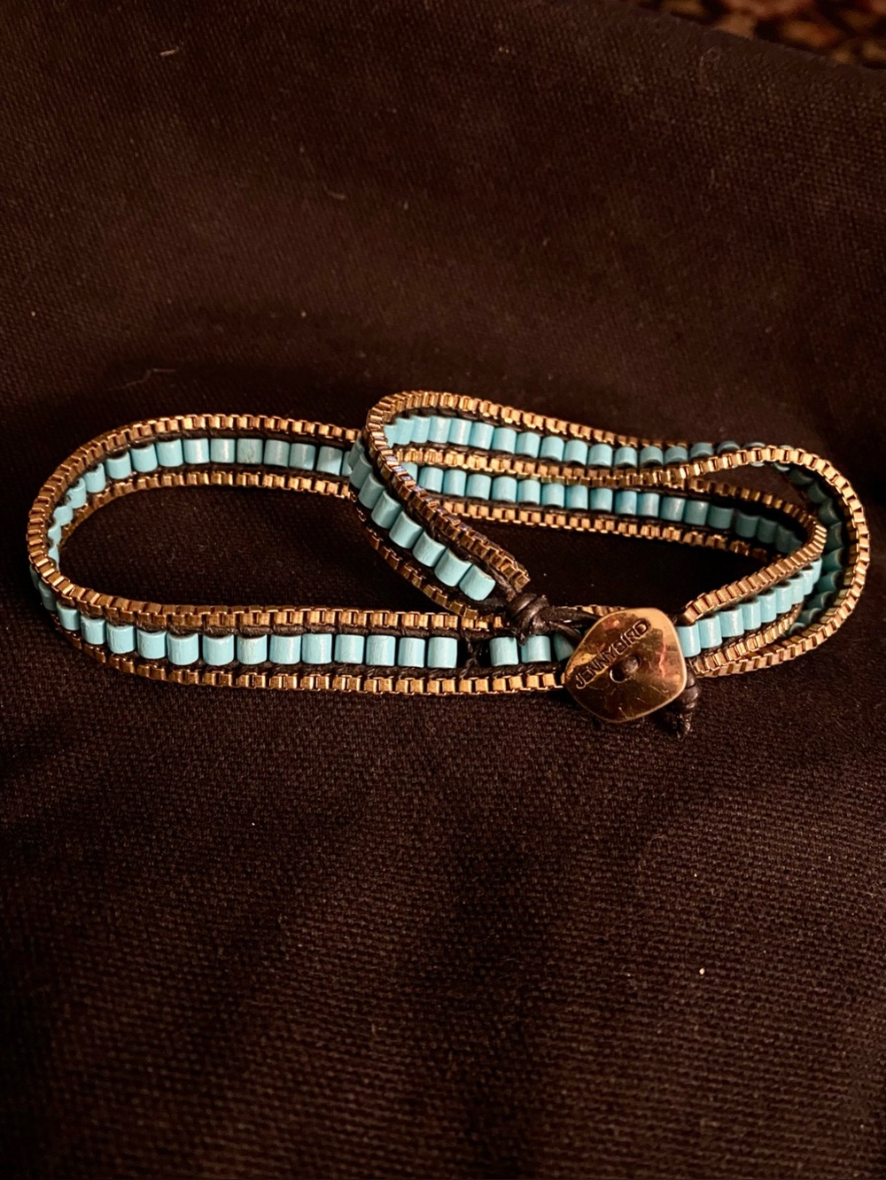 Jenny Bird Turquoise and Gold Beaded Wrap Bracelet